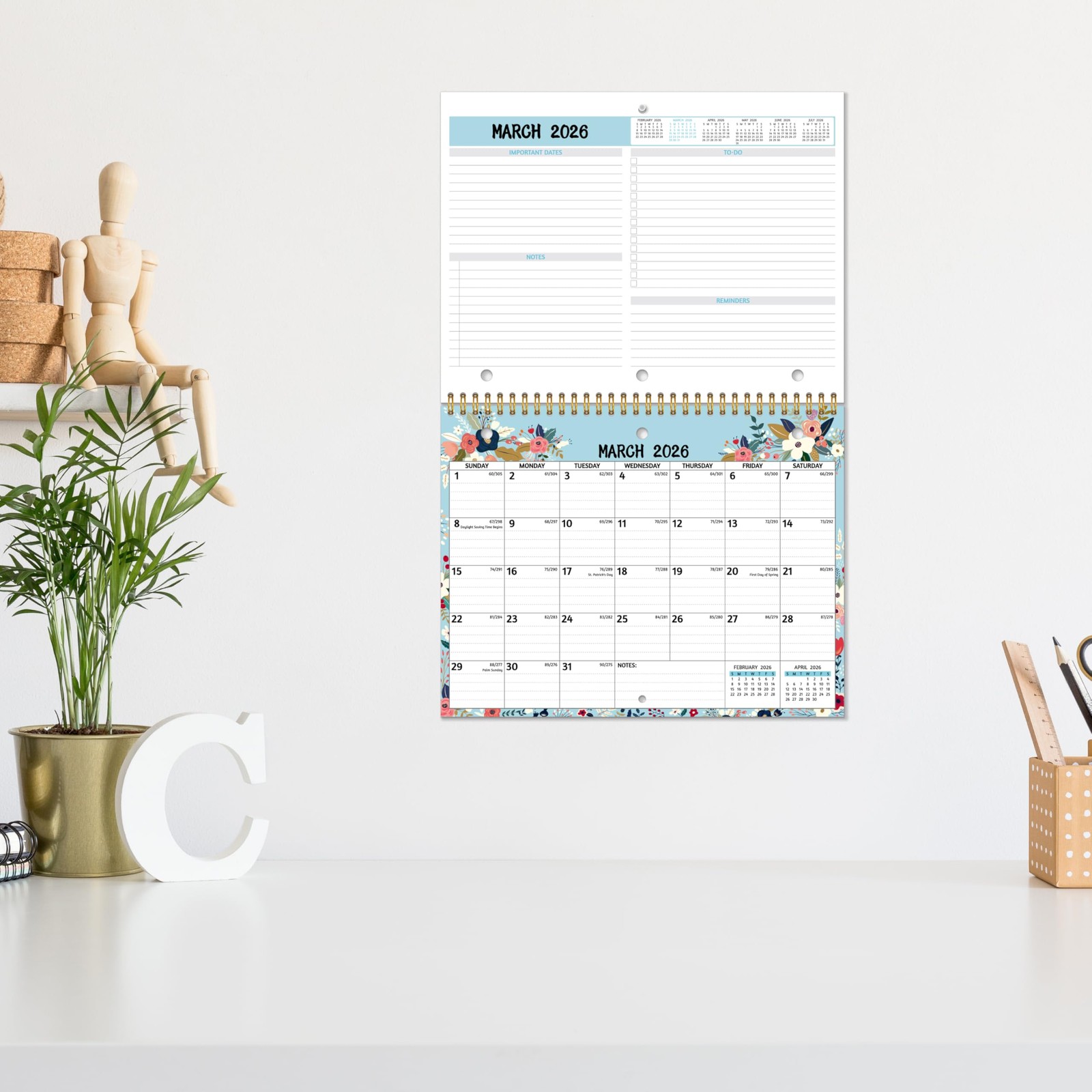 2026 Calendar – 2026 Wall Calendar, 11 x 8.5 In, Jan 2026 – Dec 2026, Small…