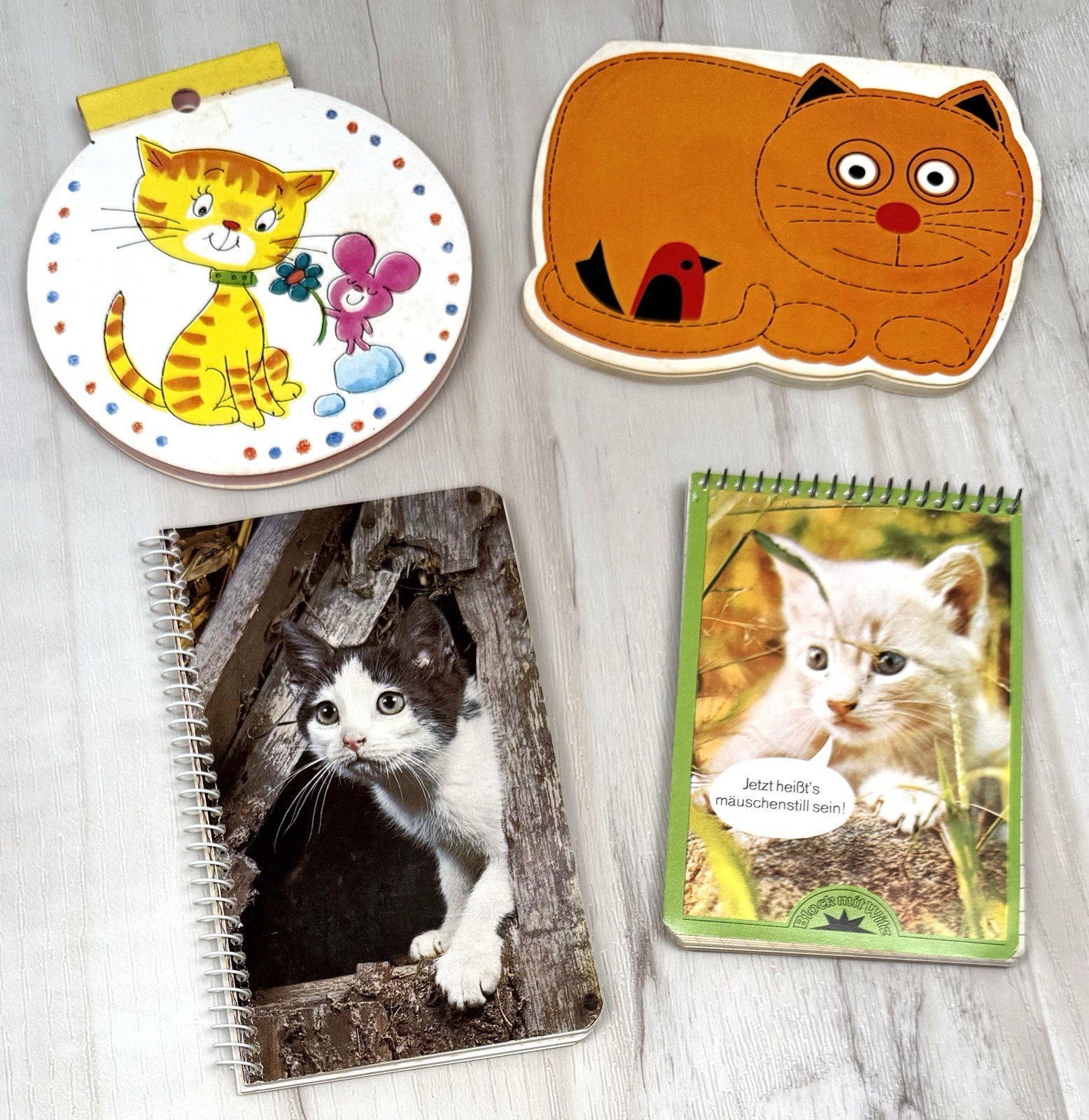 VTG Lot 4 Small 4″ Cat Themed Spiral Notepads Journals Diary Paula’s Pads DRG