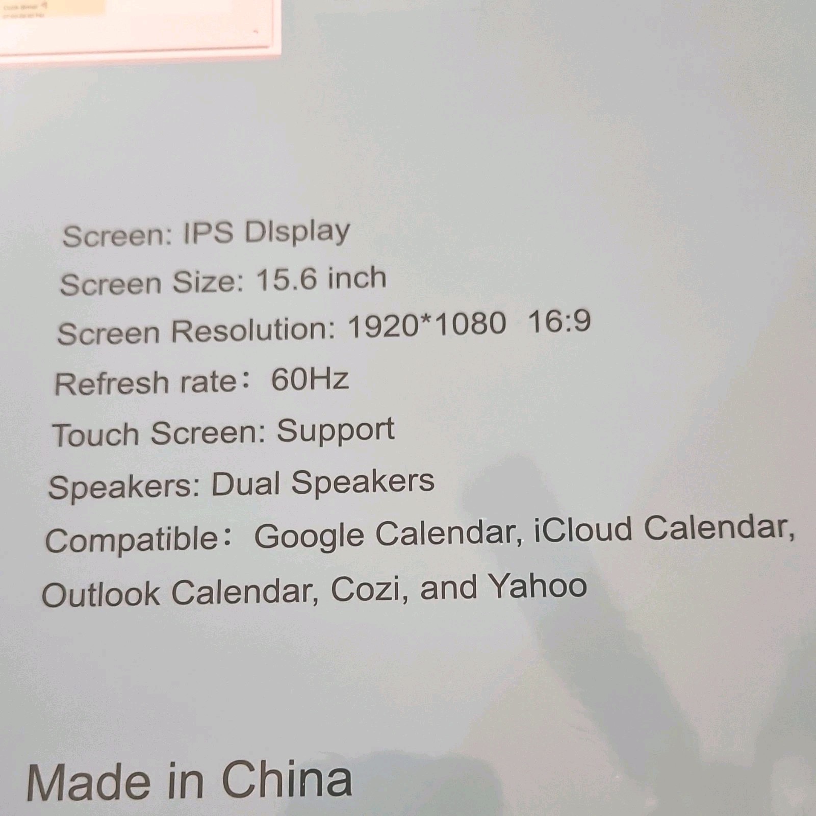 Digital Calendar 15.6 inch IPS Display Android 10 Wi-Fi 2G+32G Google