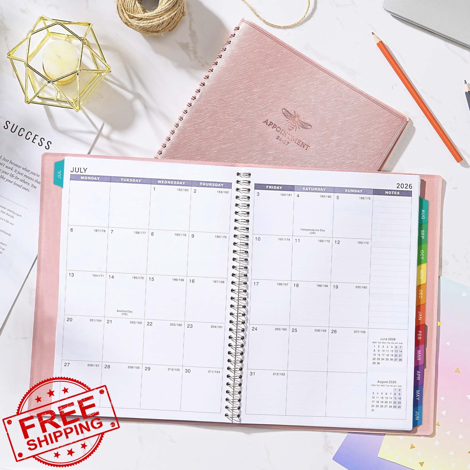 Artfan 2026-2027 Appointment Book Planner Rose Gold