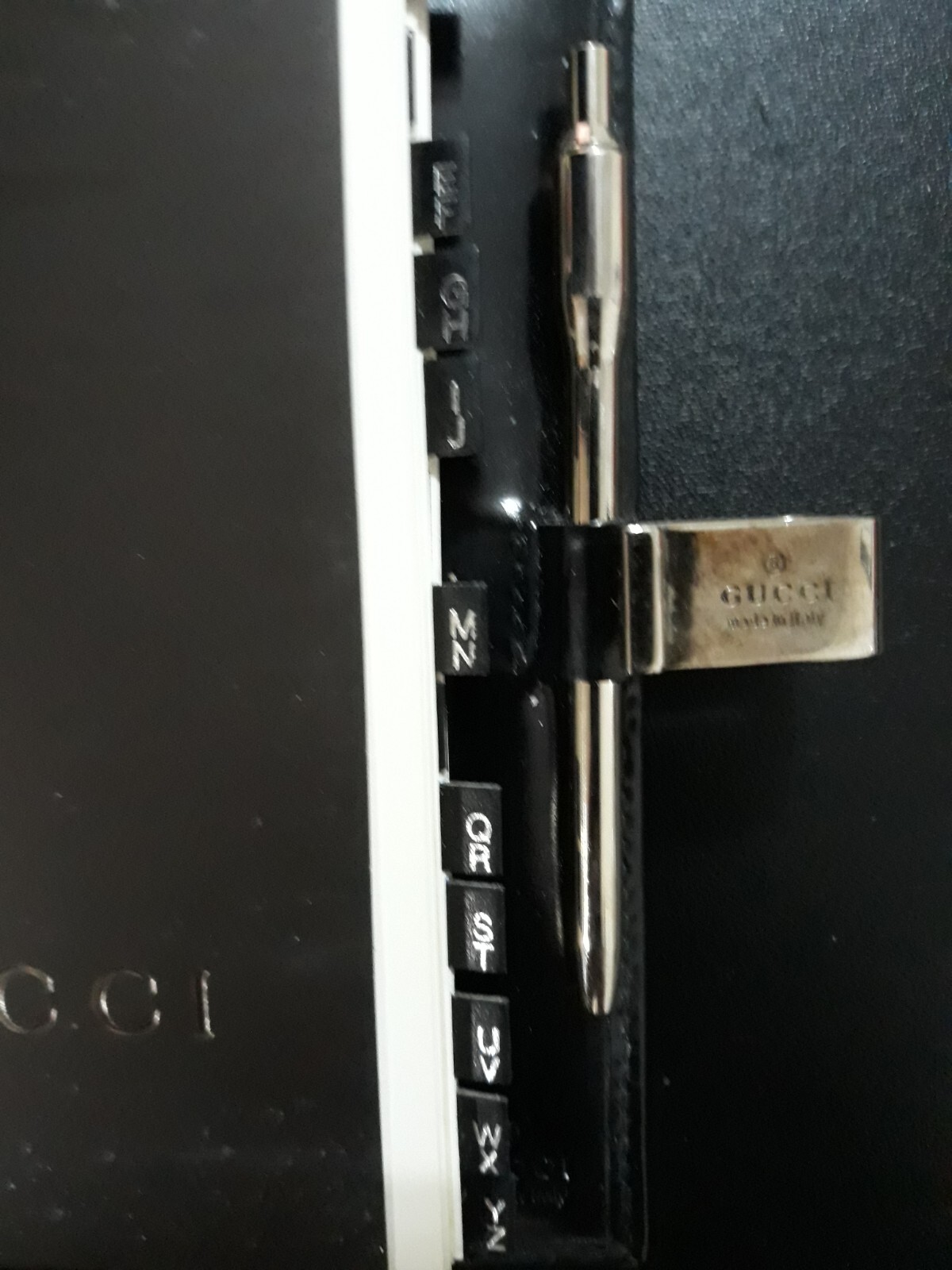 GUCCI VINTAGE LEATHER AGENDA. MADE IN ITALY. W/ORIGINAL FACTORY INFO & PEN.
