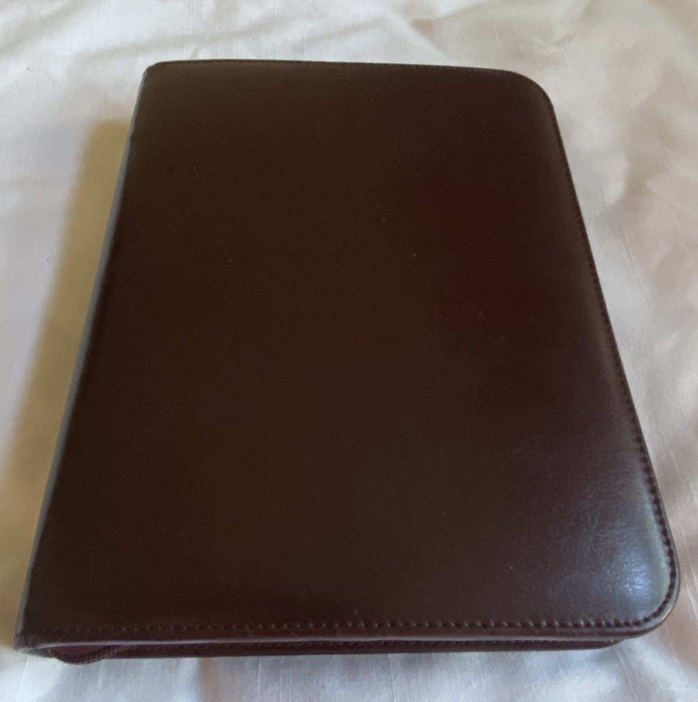 Vintage Day Timer 7 Ring Maroon/Burgundy CLASSIC Zipper Planner Binder Organizer