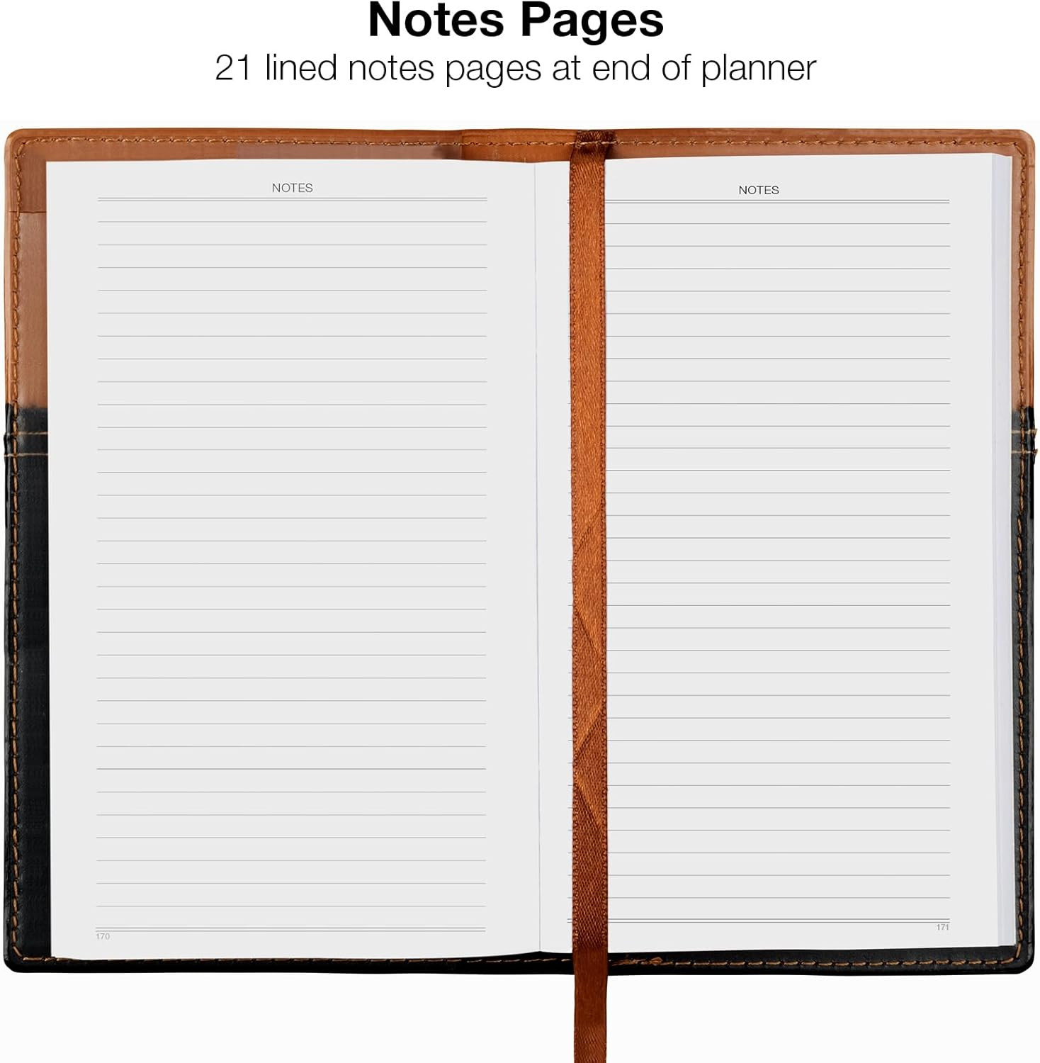 2026 Pocket Planner with Pen 3.5″x6″ 14 Month Weekly Monthly Brown Black