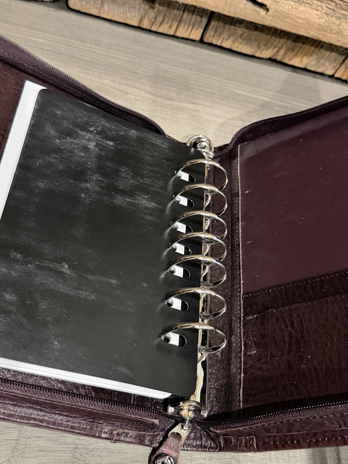 Franklin Covey Burgundy Leather Planner Organizer Binder 7 Ring Zip Around