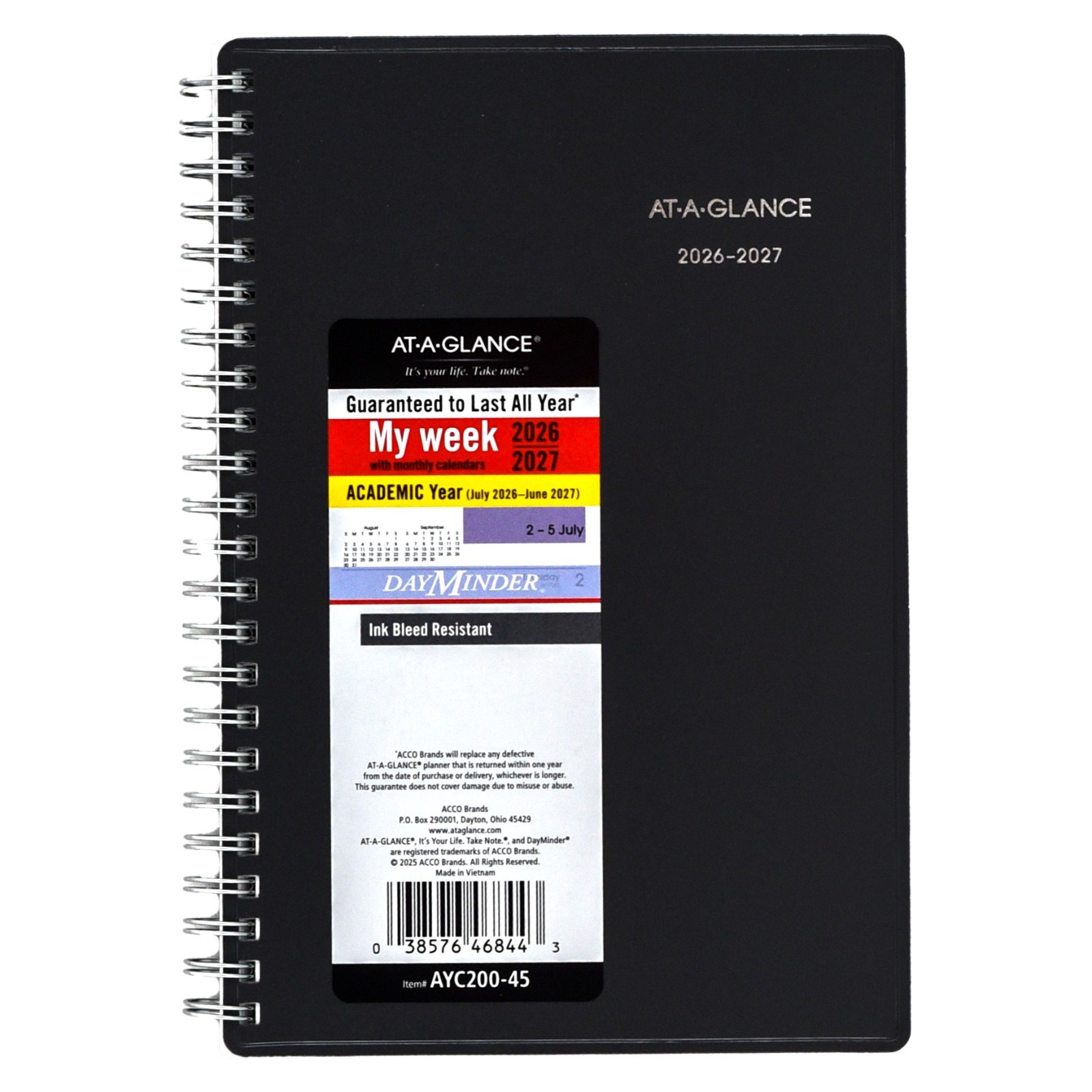 At-A-Glance 2026-2027 AYC200-45 Academic Weekly/Monthly Planner, 5 x 8″