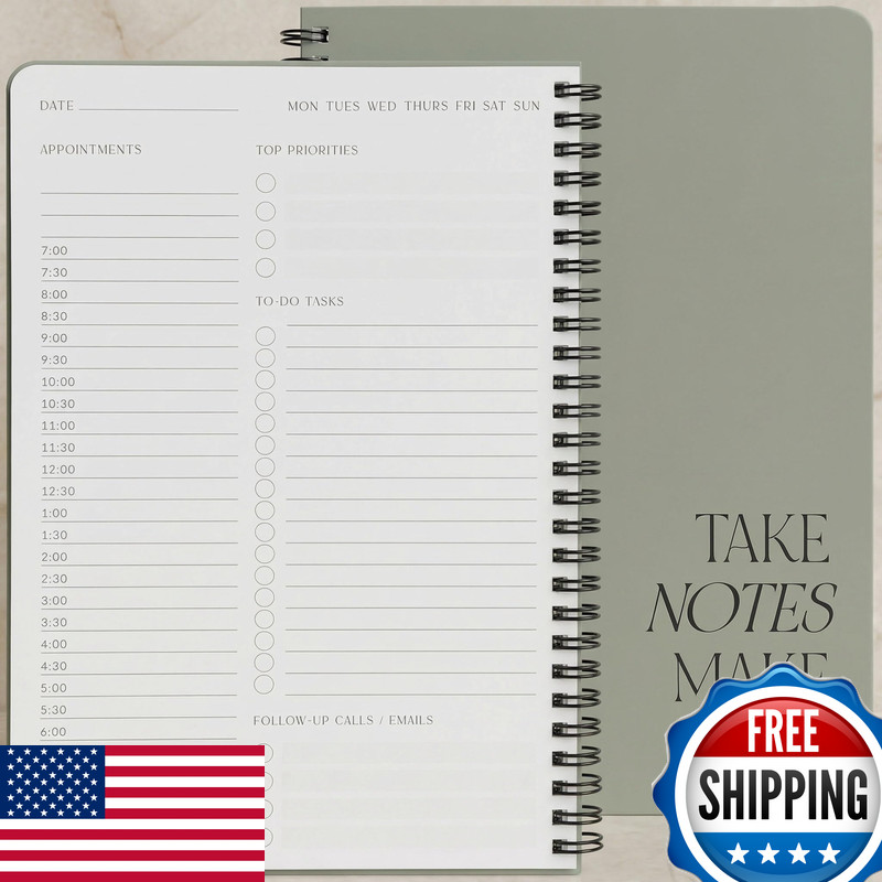 Zicoto Beautiful Daily Planner And Notebook Hourly Schedule – Aesthetic Spiral