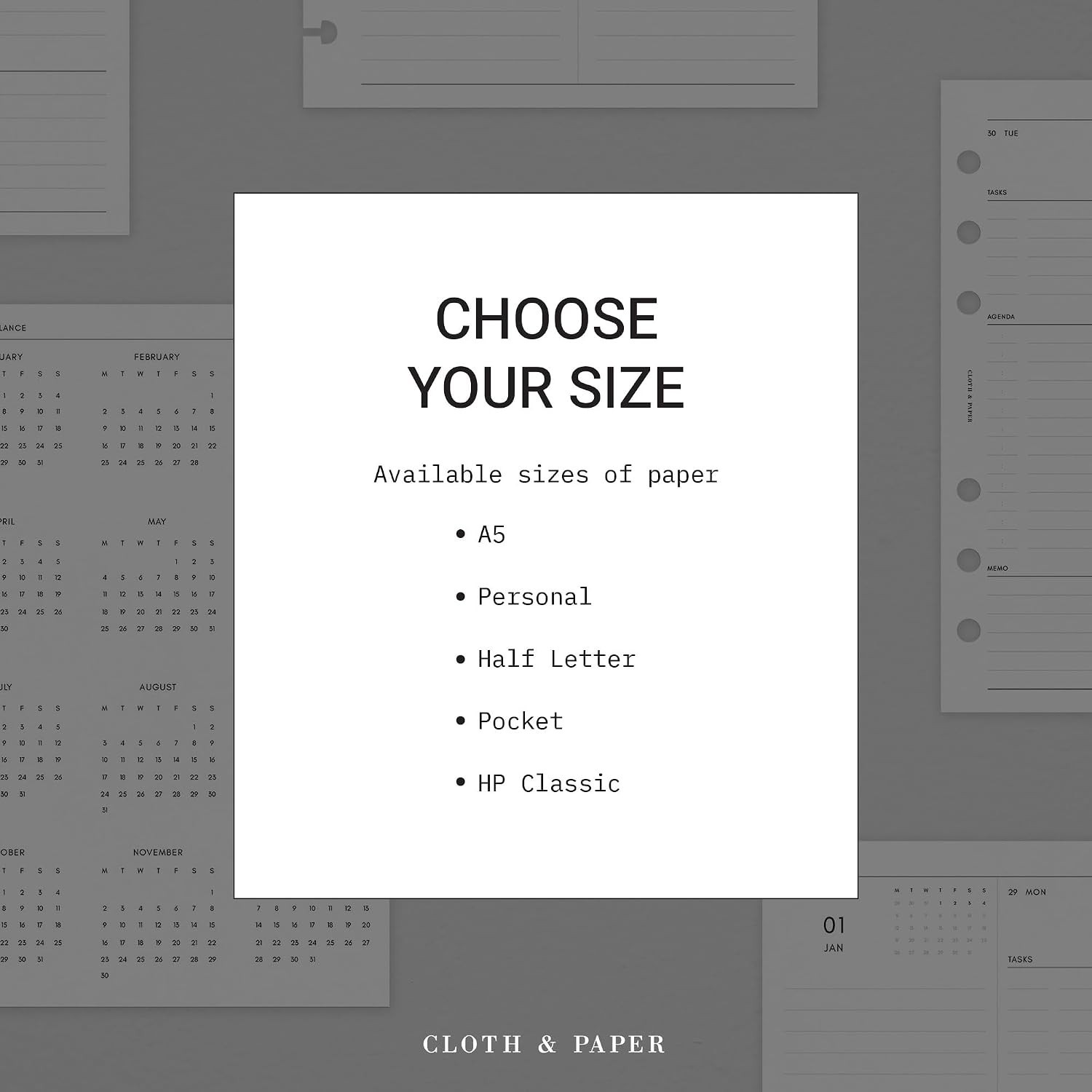 2026 Monthly Planner Inserts | Personal Size 3.75 x 6.75 Inches | Minimalist …