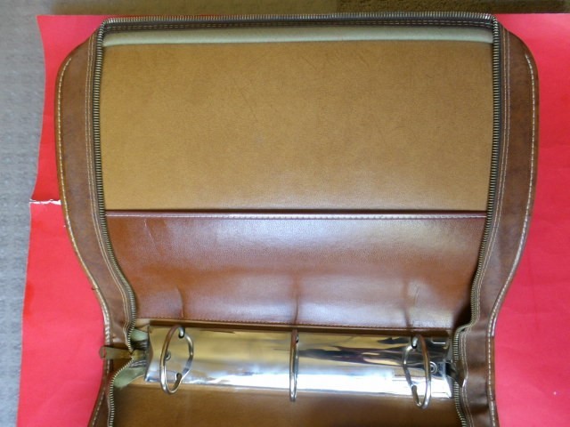 Vintage 1950’s Leather Zippered Binder Brown/Tan Cow Hide 2″ 3-Ring Made IN USA