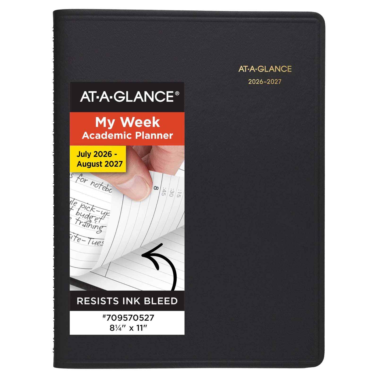 AT-A-GLANCE Planner 2026-2027 Weekly Academic 14-Month 8-1/4″ x 11″, Black