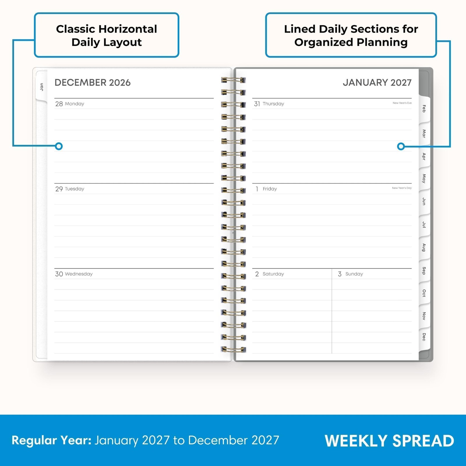 Blue Sky 2027 Weekly and Monthly Planner Calendar, January 2027 – December 20…
