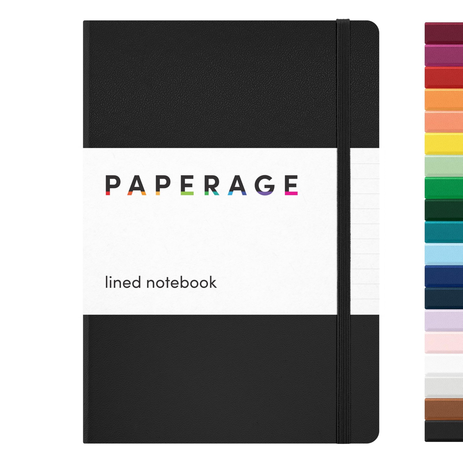 PAPERAGE Lined Journal Notebook, (Black), 160 Pages, 160 Black