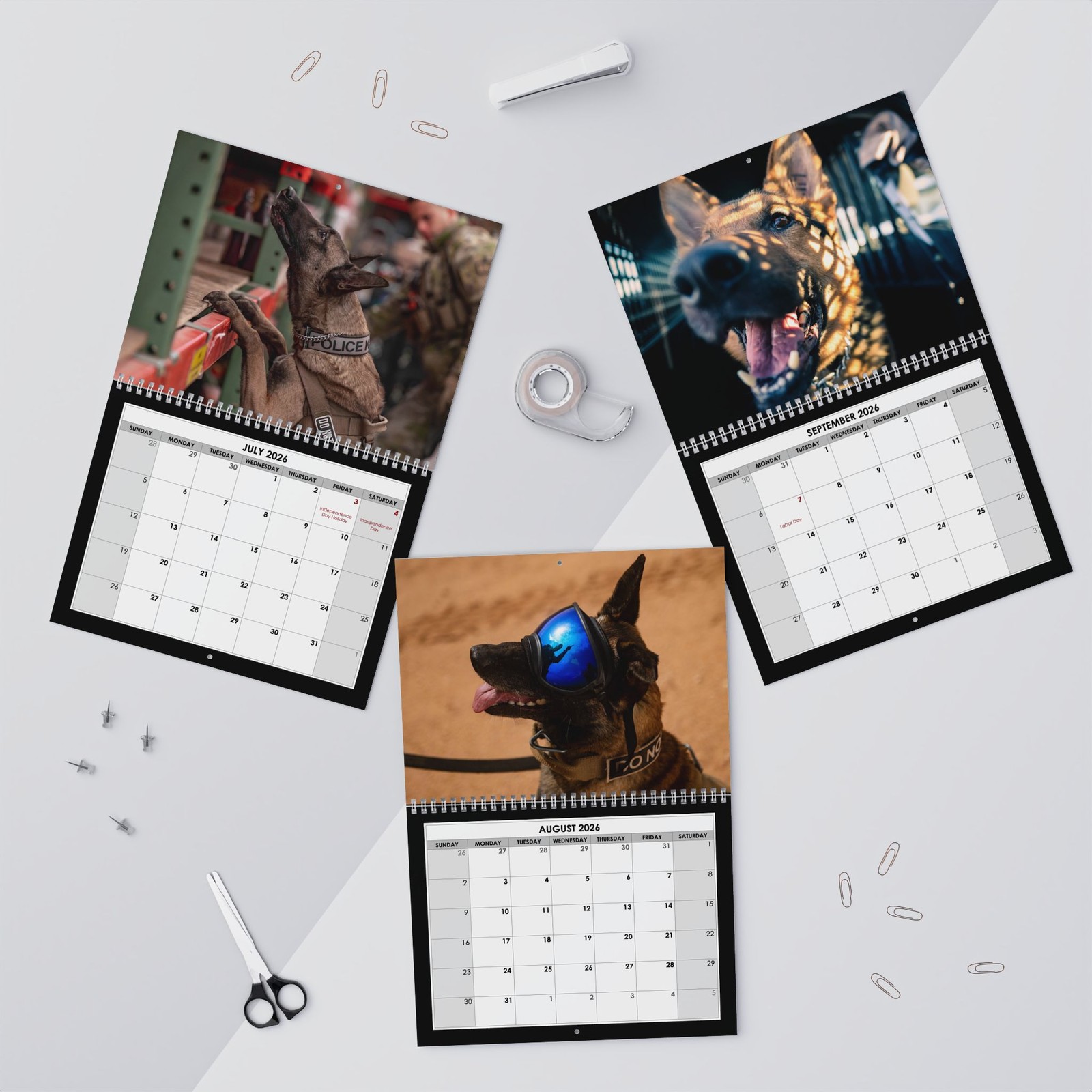 Military Dogs Wall Calendar 2026, Dog Lover Gift, K9 Calendar
