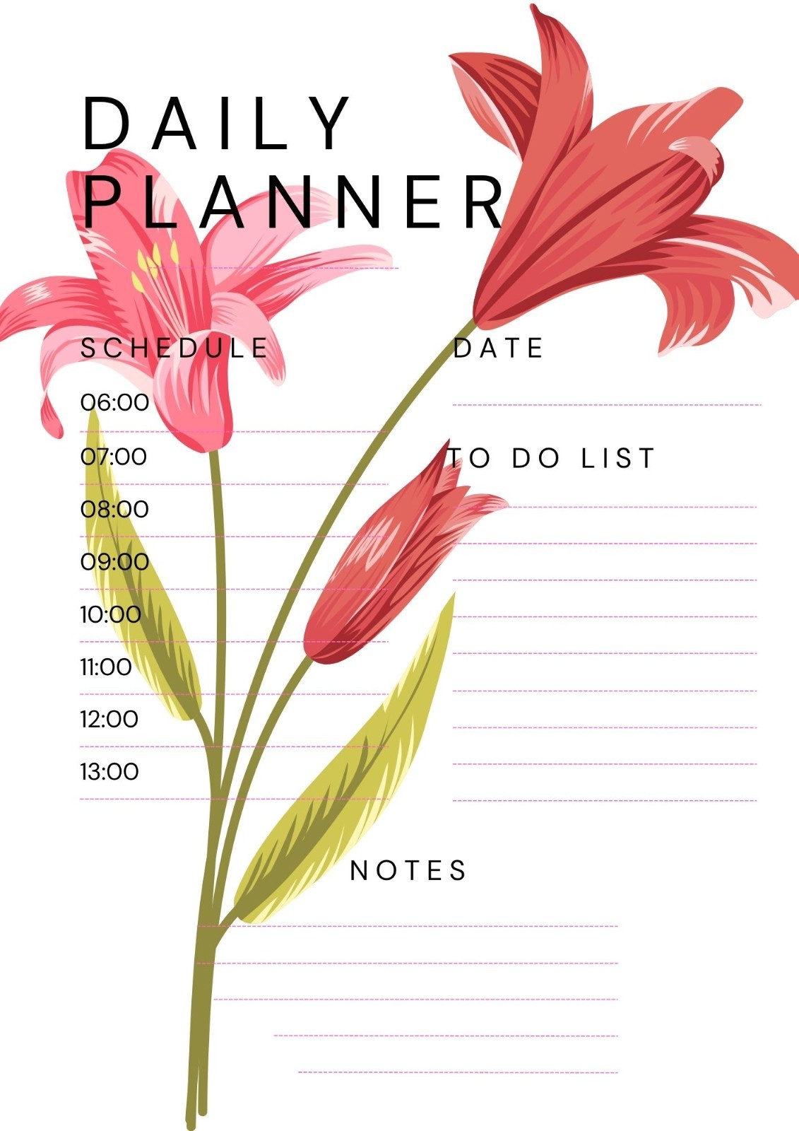 A4 daily Planner PDF Digital Printable – Digital File
