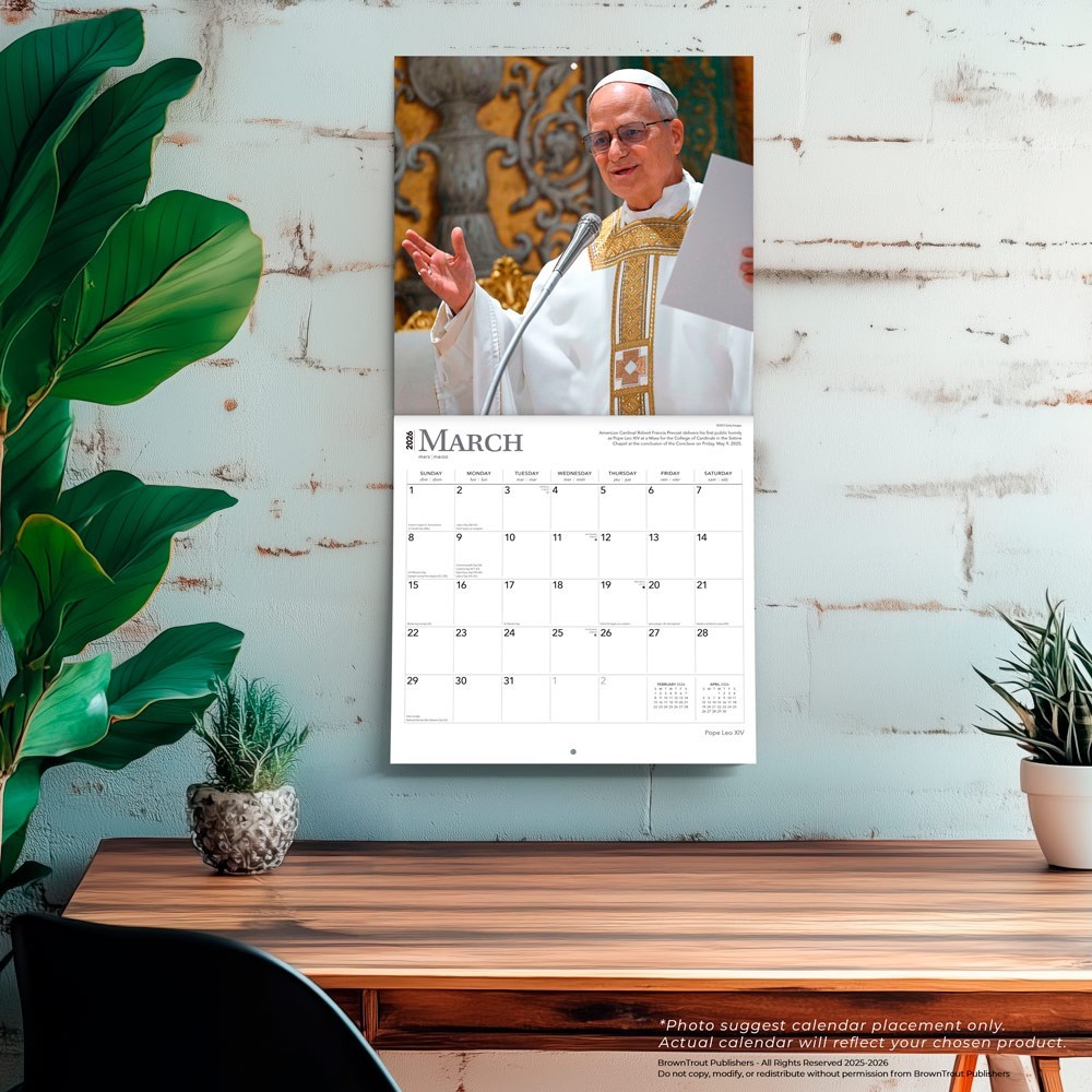Pope Leo XIV | 2026 12×24″ (Hanging) Monthly Square Wall Calendar