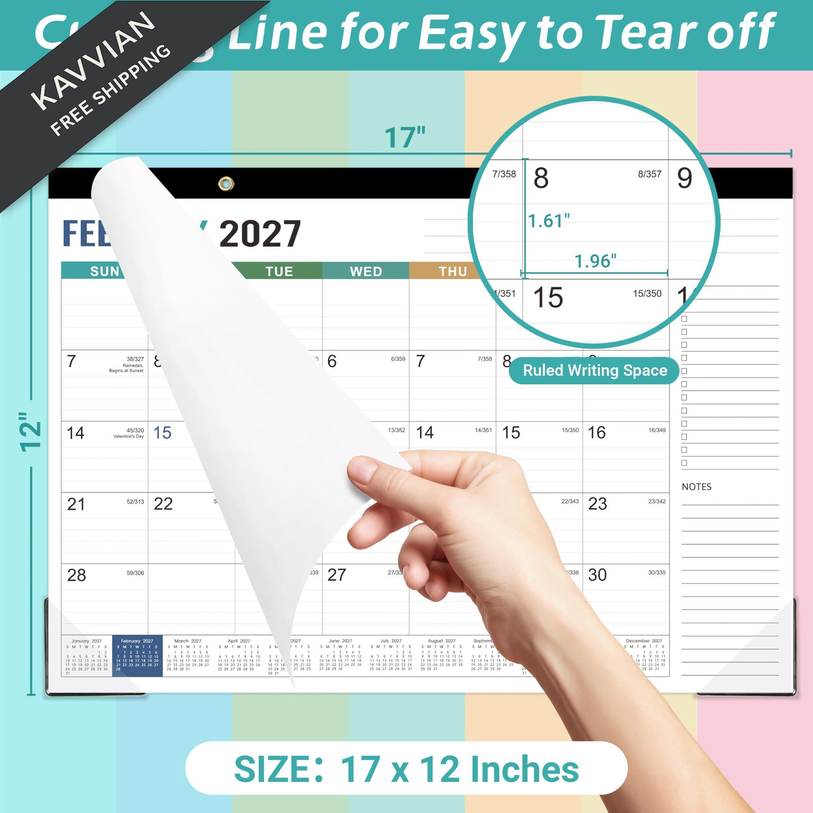 Desk Calendar 2026-2027 – Calendar, July 2026 – multicolored