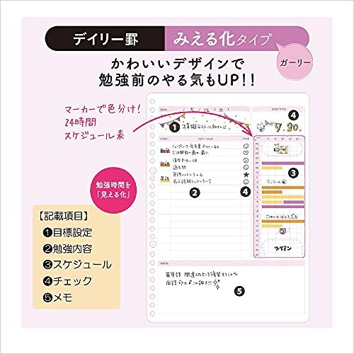 Campus Study Planner, Loose-Leaf, Daily Ruled, Girly, Set of 2