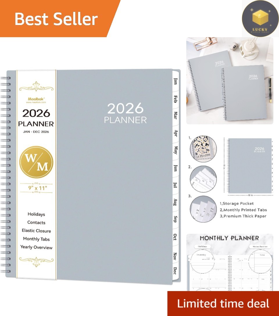 Stylish 2026 Planner – 9″ x 11″ Tabbed Design for Effortless Organization
