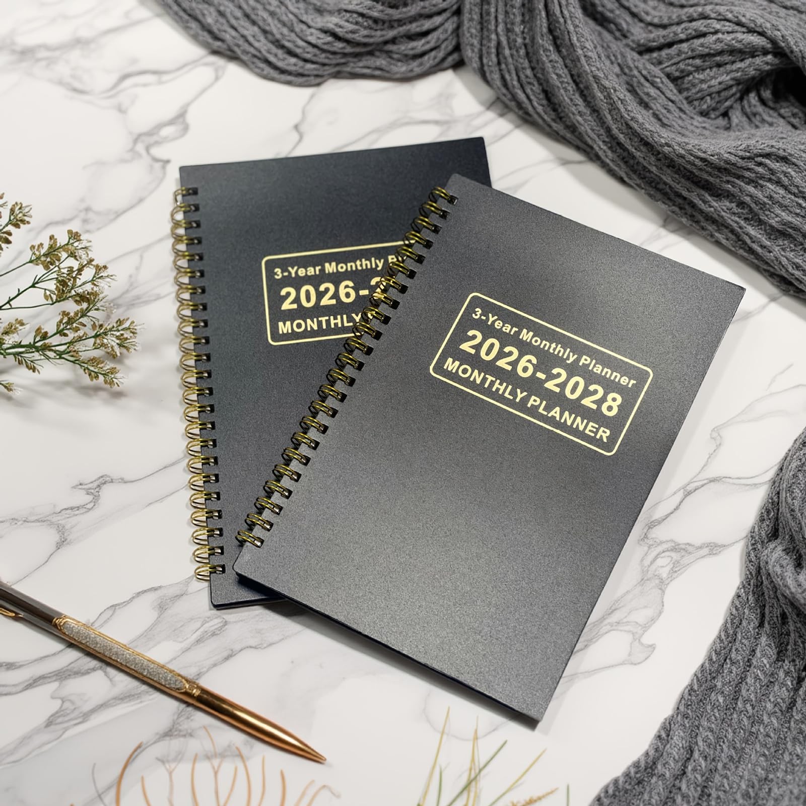Monthly Planner 2026-2028 3 Year Calendar 36 Months Notebook School Office Black