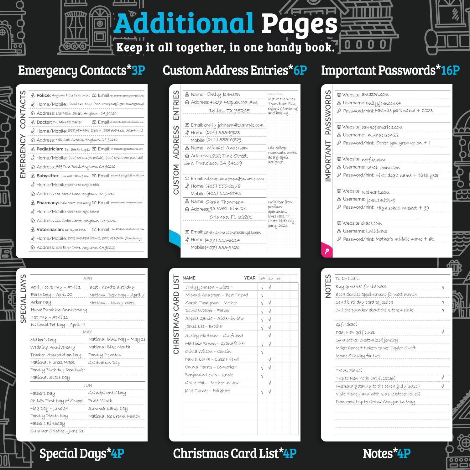 Address Book with Colorful Alphabetical Tabs – Telephone Address Contact Book