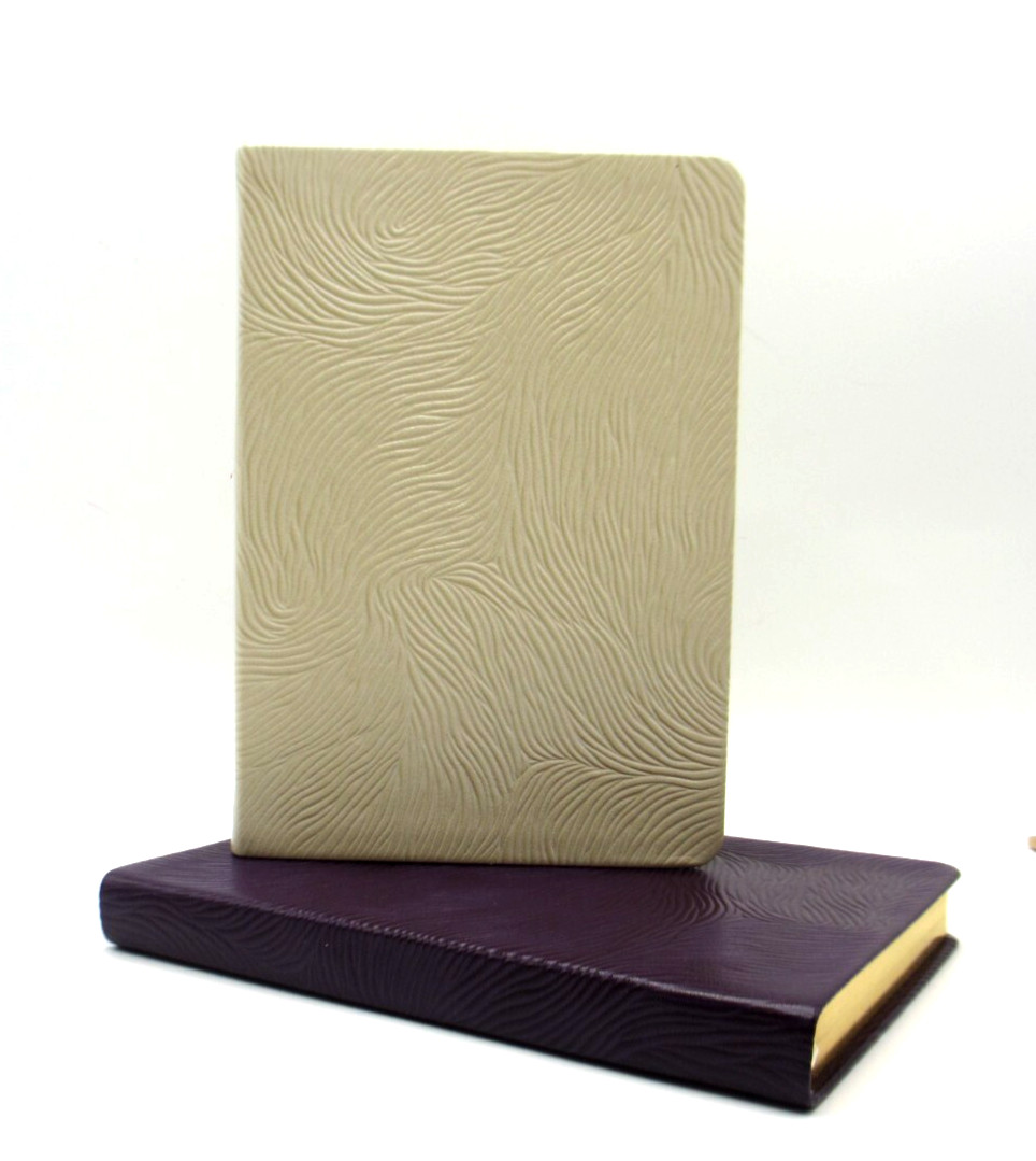 Leather Soft Cover Journal 7″ 224 Lined Pages Graphic Image Swirl Embossed Ivory