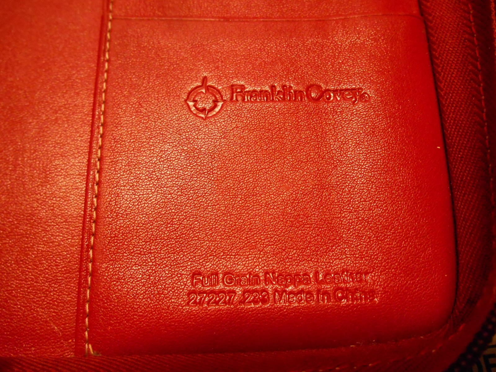 Vtg FRANKLIN Quest Covey RED Full Grain Leather 7 Ring Planner 8.5×10″ Full Zip