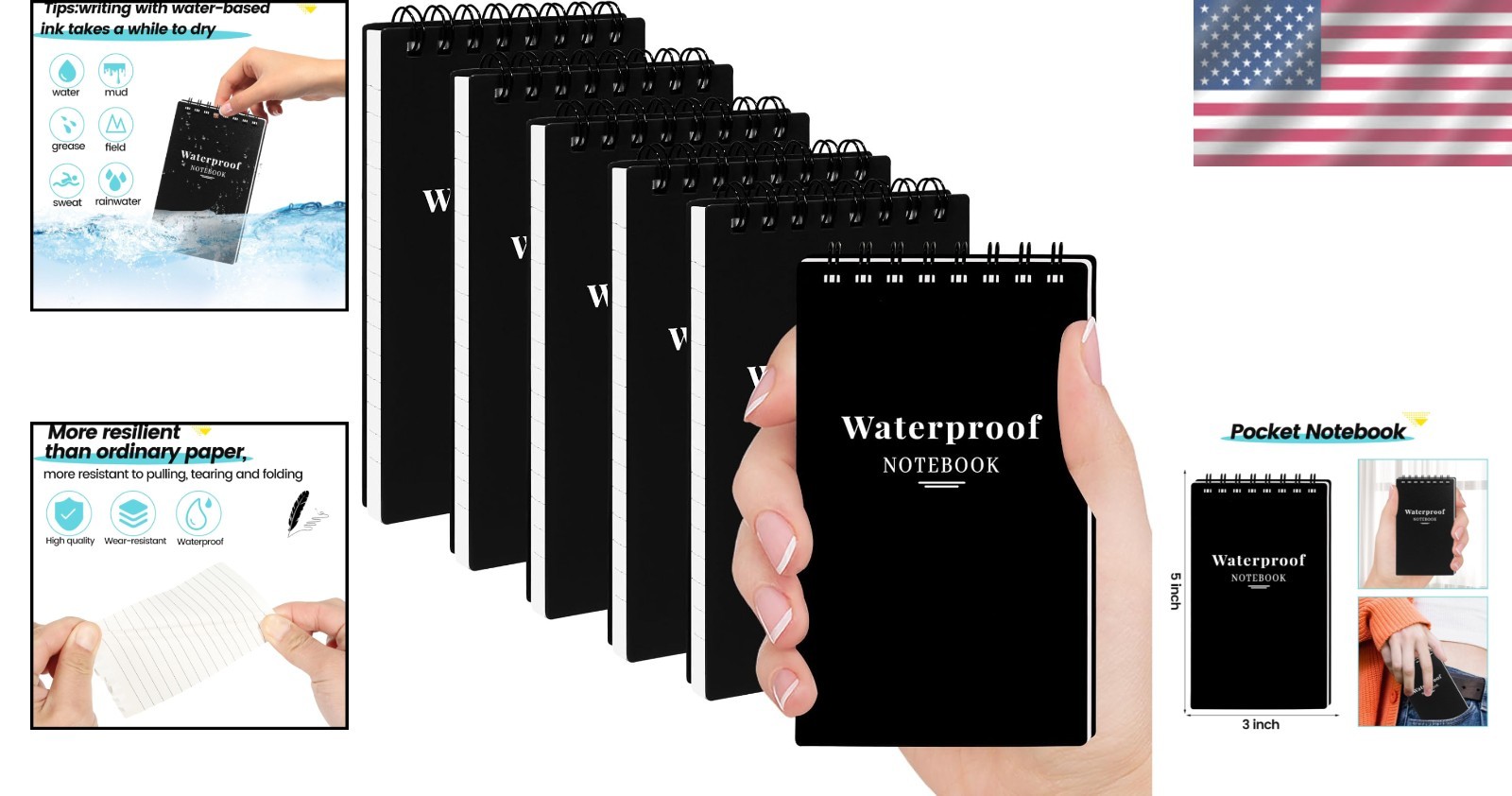 Day-Timer All Purpose Pocket Notes, Black, Pocket Size, 3 1/2″ x 6 1/2″, 3 Pack