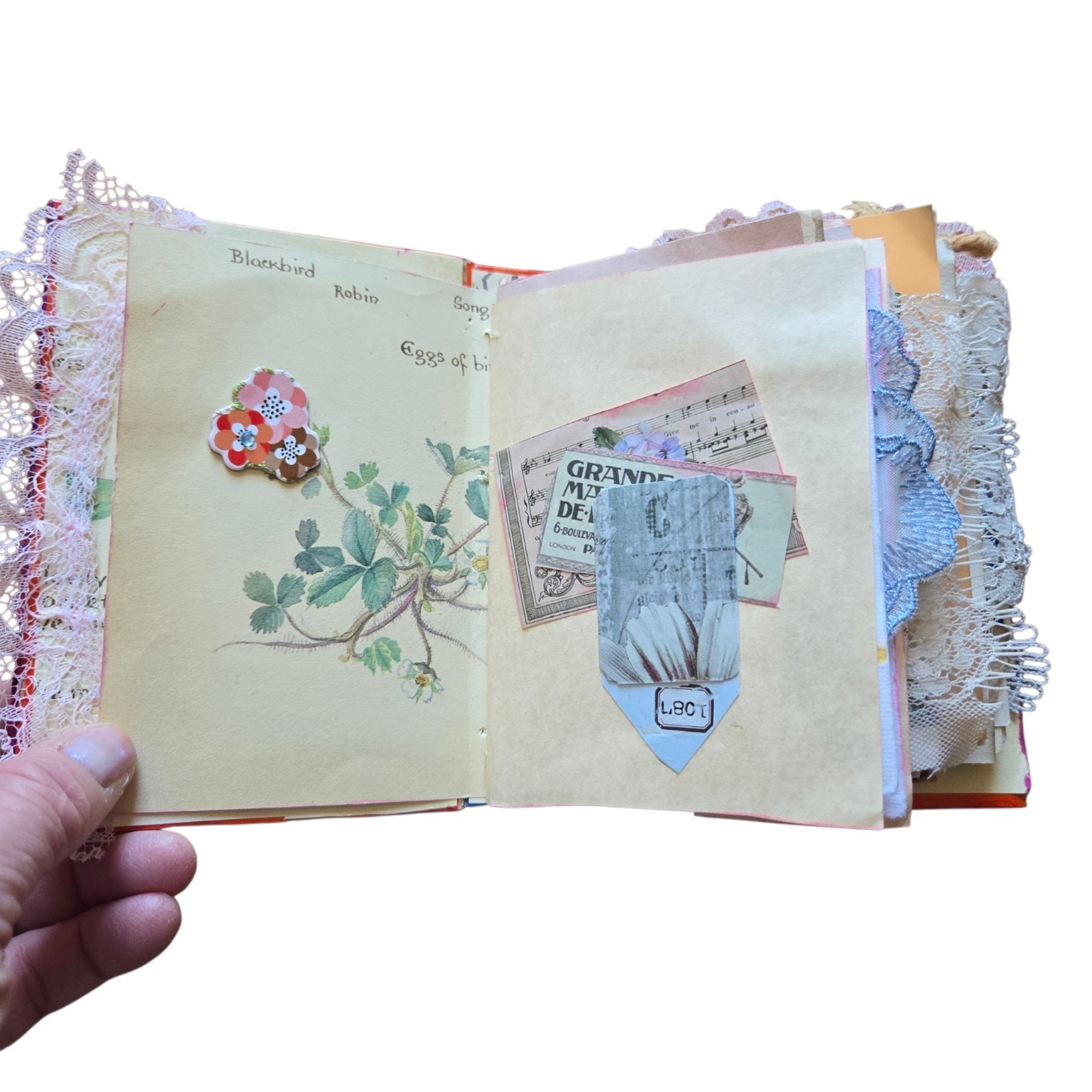 Handmade Chunky Junk Journal Use for Writing Art Photos Floral Embellishments