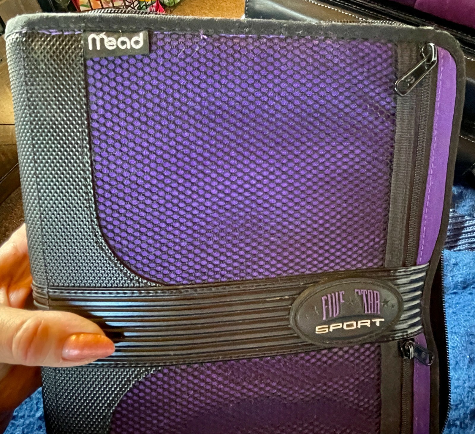 DAY PLANNER APPOINTMENT DATE BOOK MEAD 5-STAR-SPORT FABRIC PURPLE PAPER PLASTIC