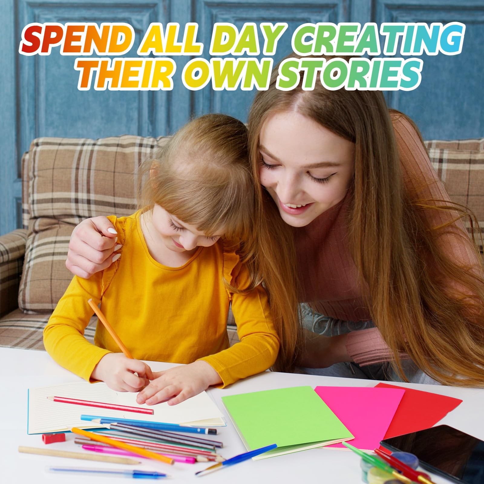 Gueevin 6 Pcs Blank Books to Write Stories 5.5 x 8.3 inches, Classic Colors