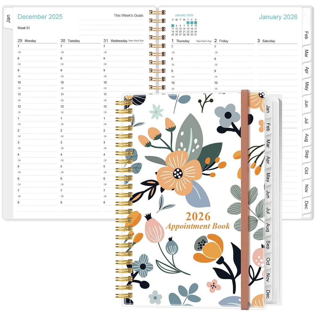 2026 Appointment Book & Planner – 2026 Daily Hourly 6.4″ x 8.5″, Rose-Flower