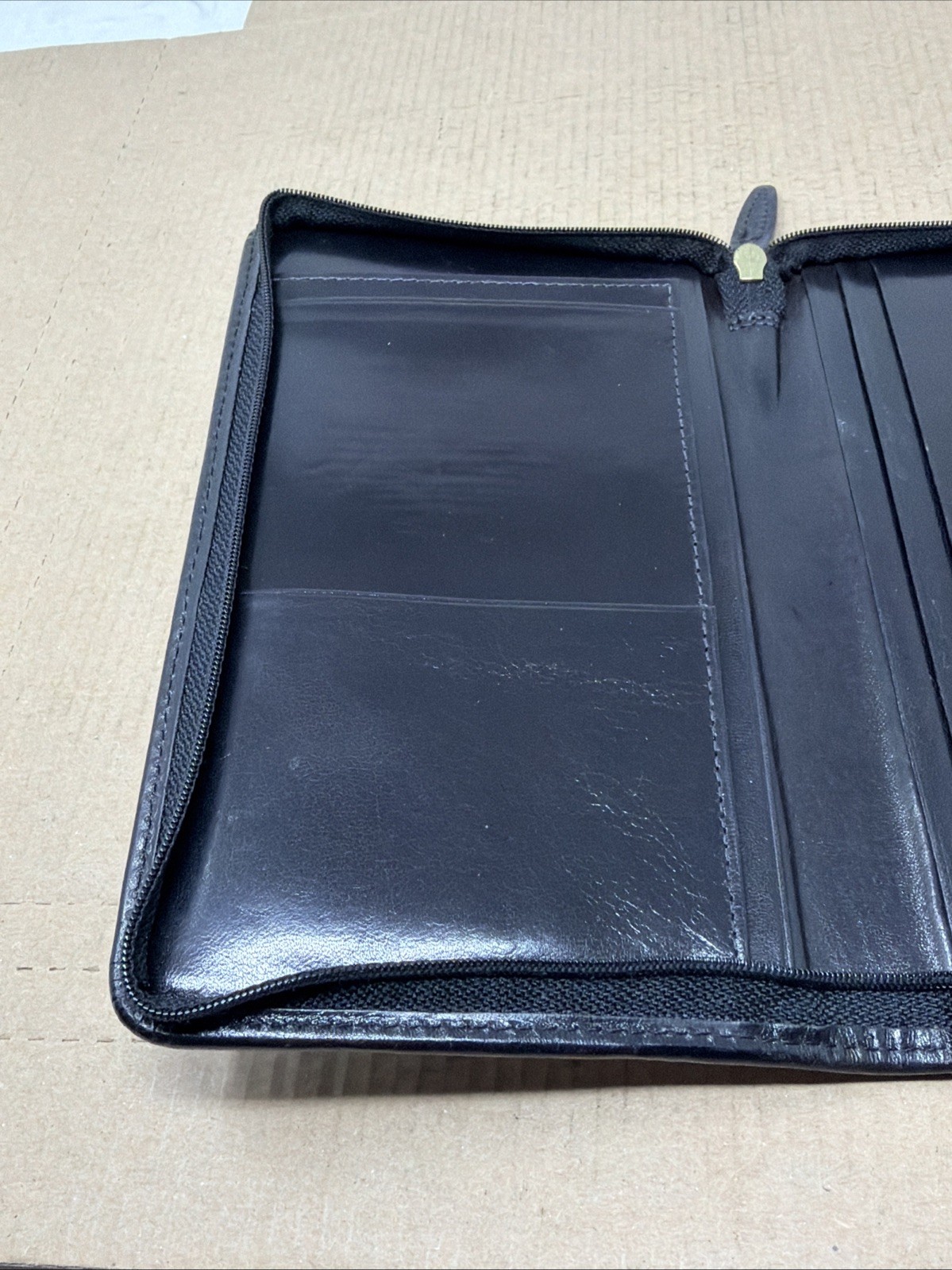 Vintage Wallet Organizer Leather Black Made In USA