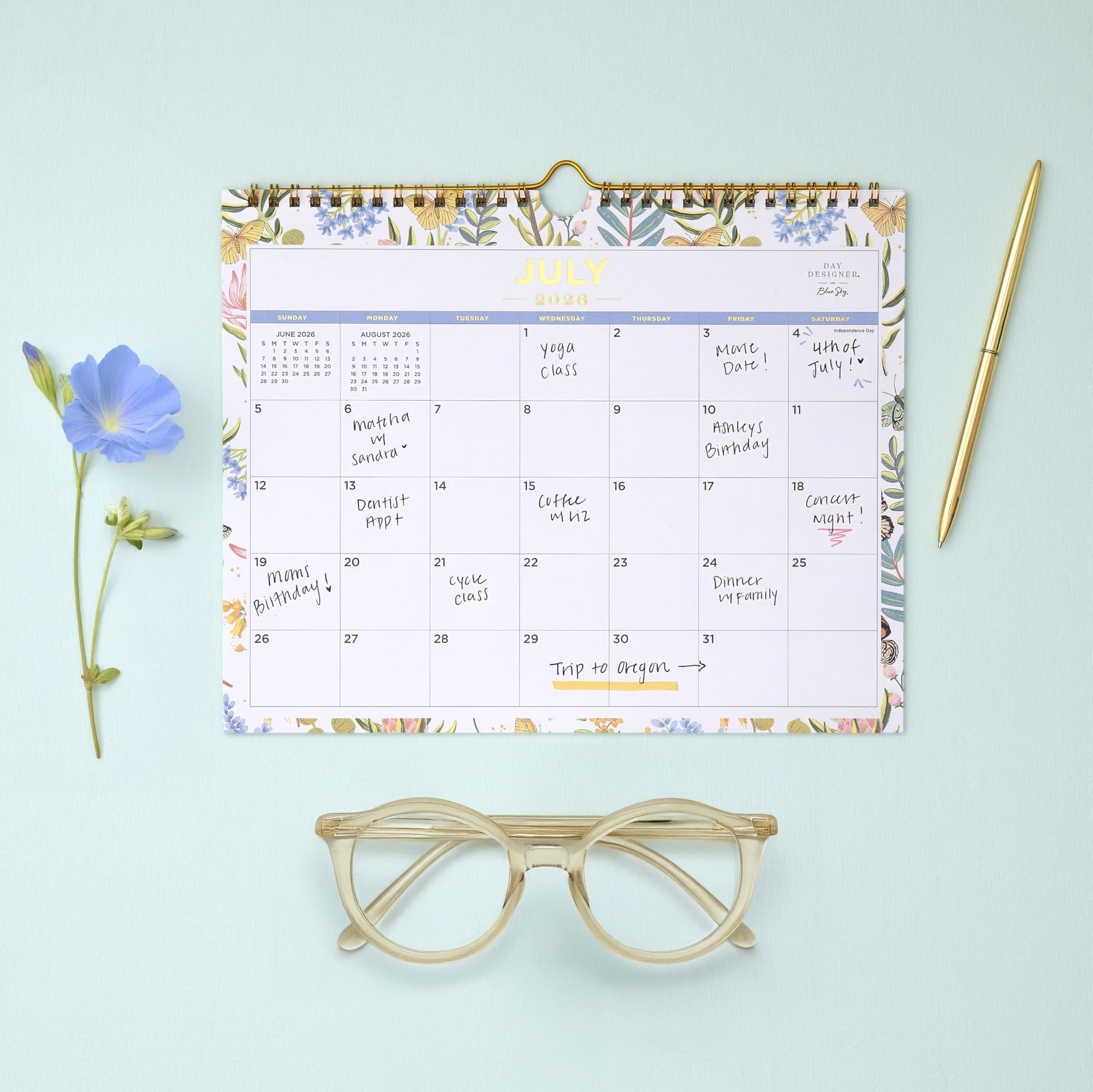 Blue Sky Day Designer 2026-2027 Monthly 11″ x 8.75″, Flutter- 2026/2027