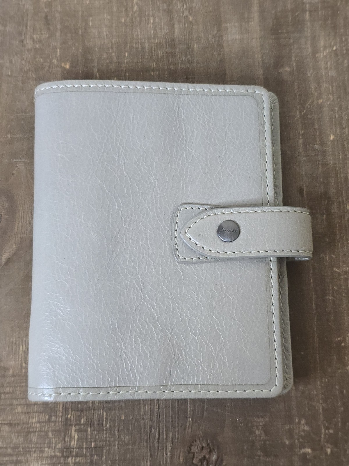 Filofax Malden Pocket Organizer Gray Antiqued Leather Planner Binder Zip Pocket