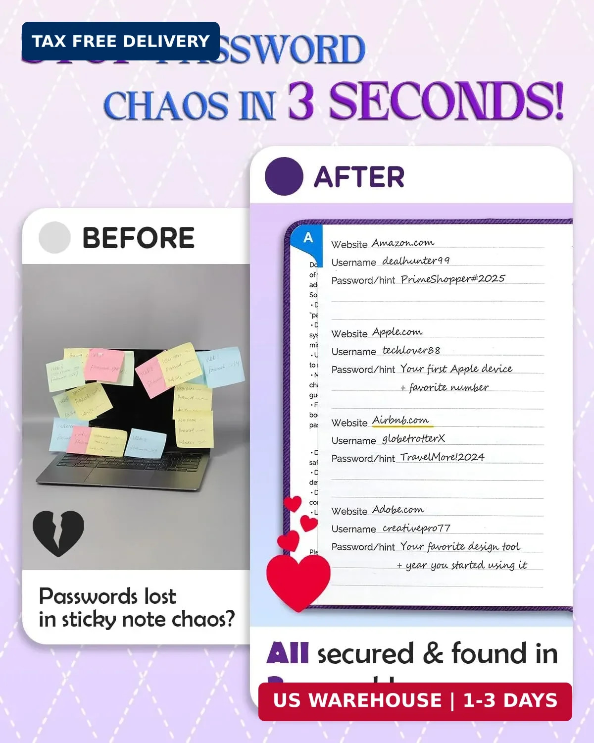Password Keeper Book with Colorful Alphabetical Tabs, Small Pocket Password Logb