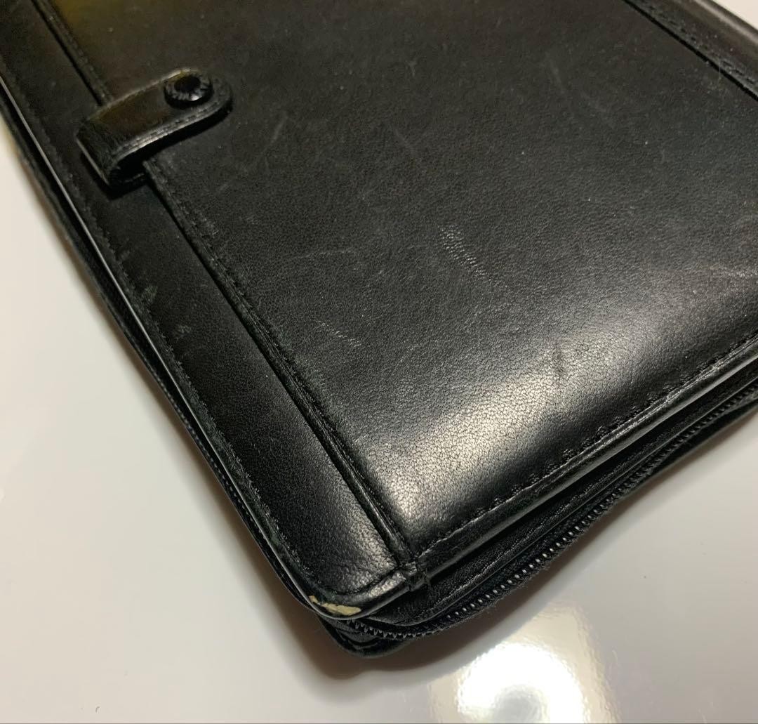 Filofax Durham System Planner leather black rare solid Aurthentic