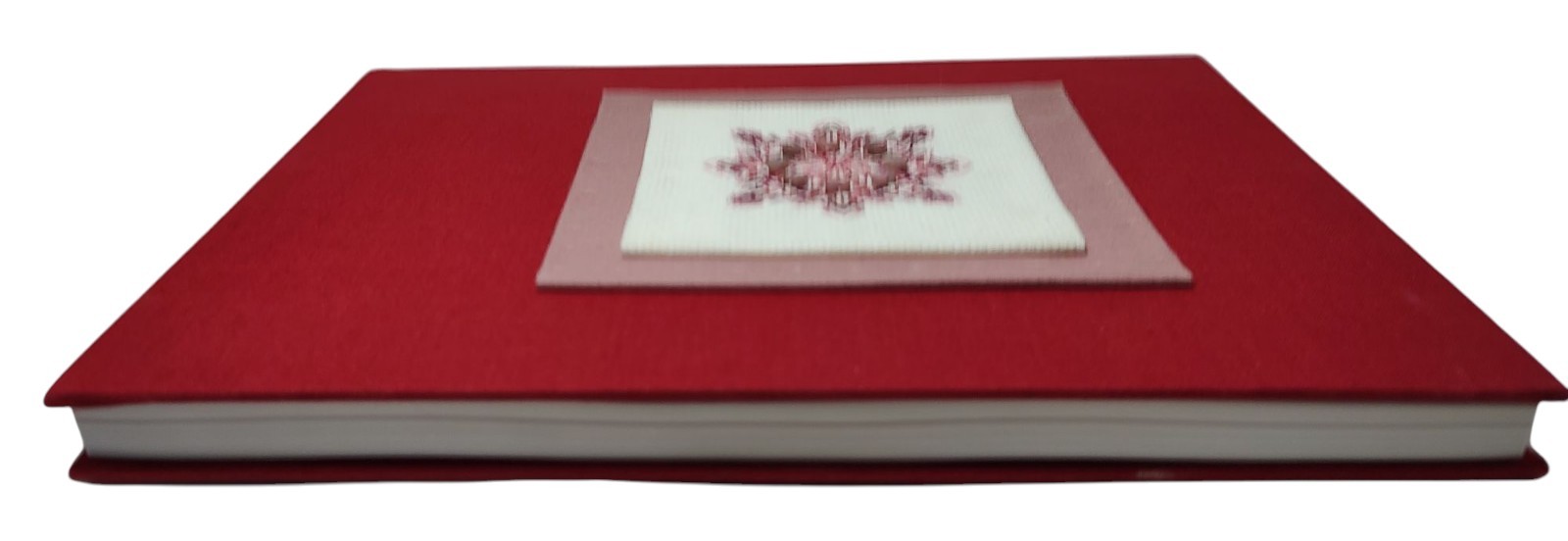 Hardcover Journal Red With Completed Textured Counted Cross Stitch Cover SEE