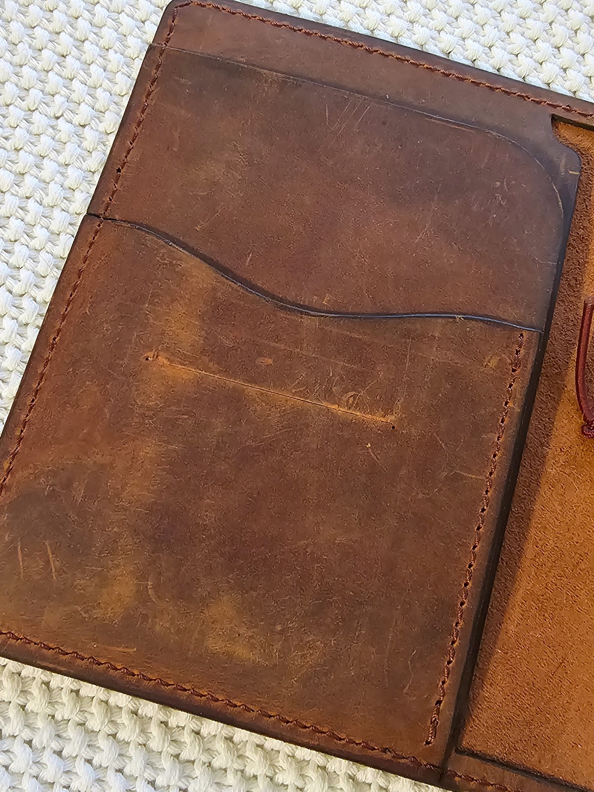 A6 Leather Slip Cover with Front Pocket and Penloop
