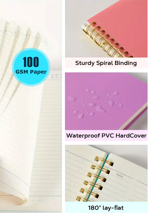 Lined Notebook PVC Cover 160 Lined Pages 3 Colors 5.5″ x 8.25″ NEW