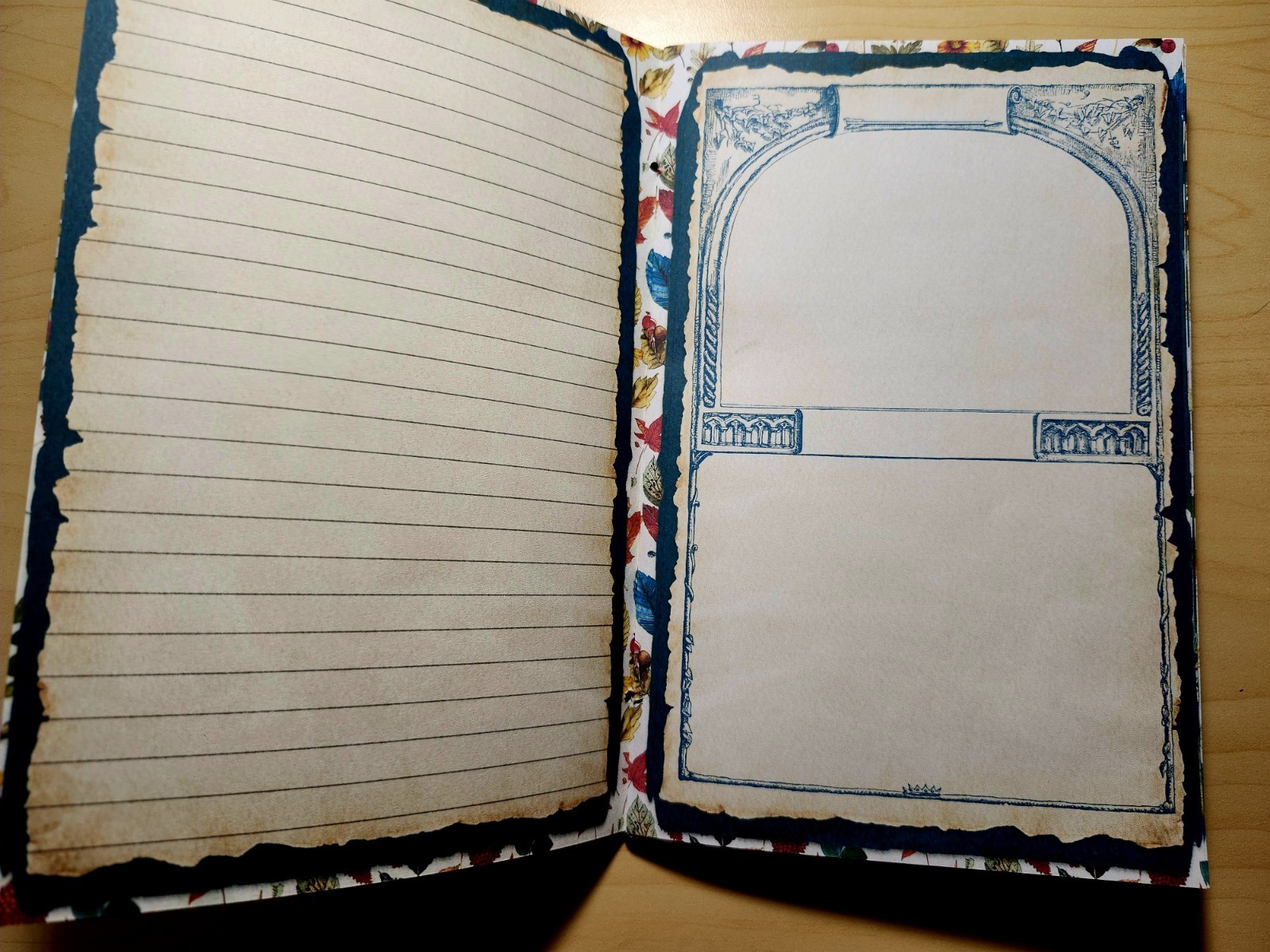 Junk Journal Booklet “FOLKLORE” Handmade Botanical Wildflowers Lg 8.5″x5.5″ 40pg