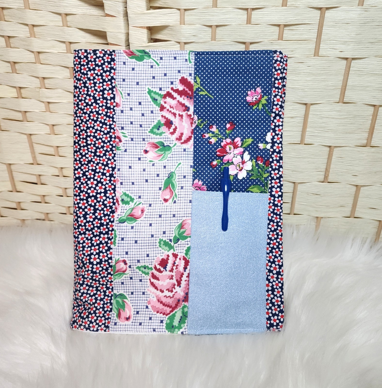 Handmade Quilted Notebook Cover With Pen Pocket Composition Notebook Included
