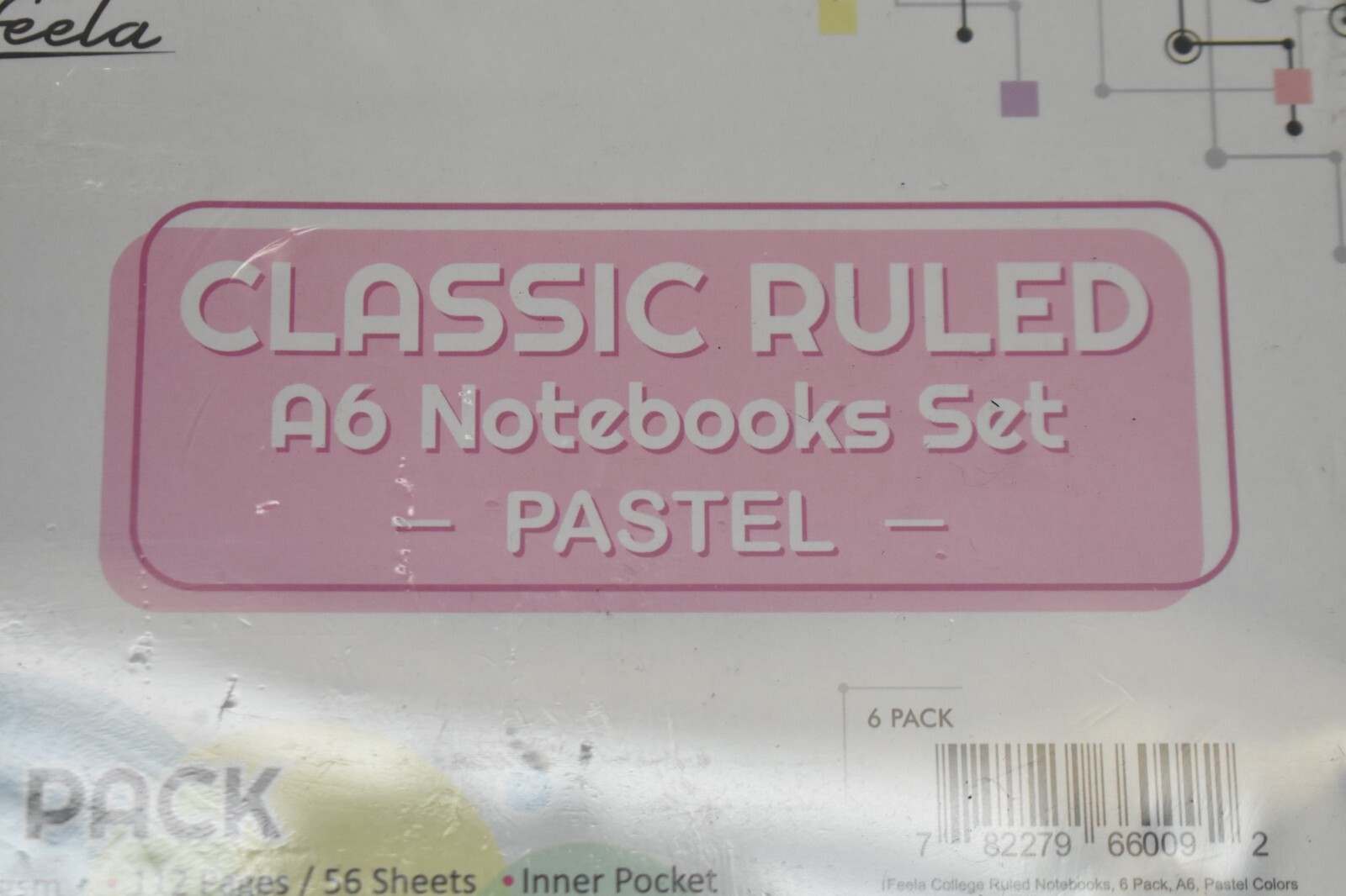 Feela Classic Ruled A6 Notebooks Set Pastel Colored 6 Pack College Ruled Journal
