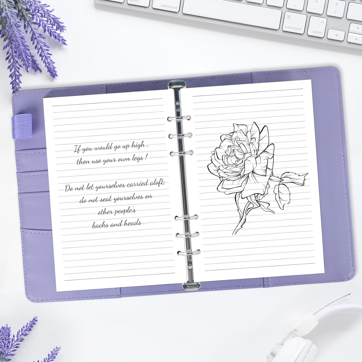 A5 Refill Paper Planner Inserts, 6-Hole Loose Leaf Paper, College Ruled Loose Le