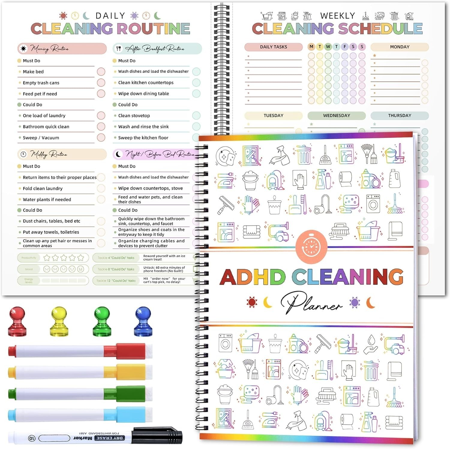 Adhd Cleaning Planner – Reusable Adhd Cleaning and Organizing Planners Adhd C…