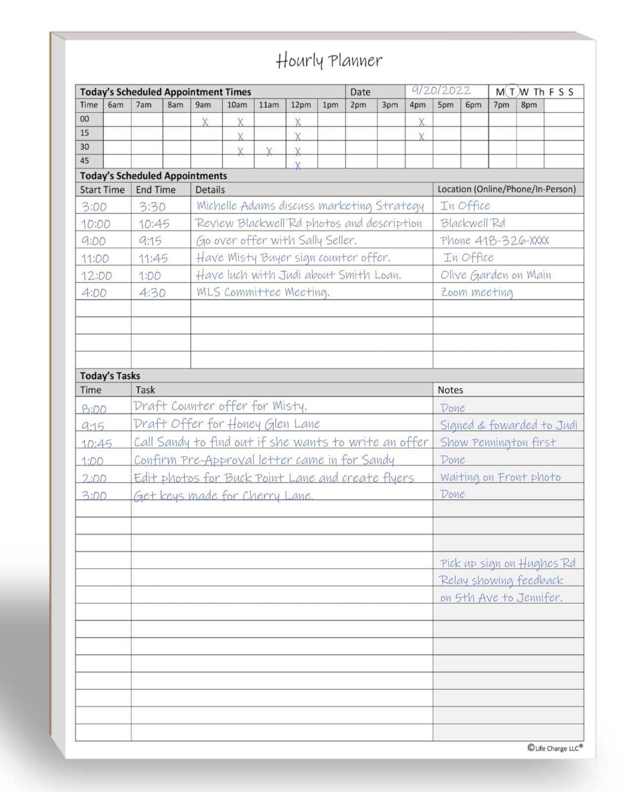 Hourly Planner Notepad. 60 Page Planning Pad w/Appointment Time Block, Task L…