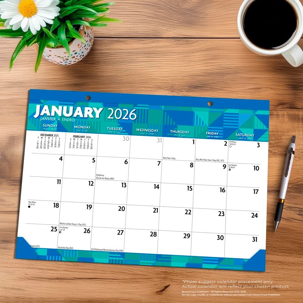 Large Print | 2026 17×12 Inch Monthly Desk Pad Calendar