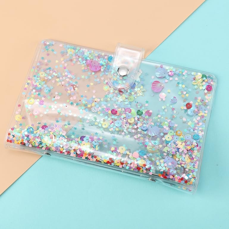 SICCOMA A5 6-Ring Loose Leaf Binder Cover PVC Glitter A5, Confetti-Pink