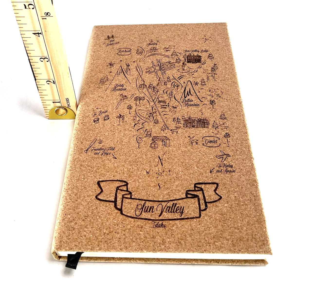 Cork Diary Journal Notebook Brand New Designed Map Of Sun Valley Idaho 8.25×5.5