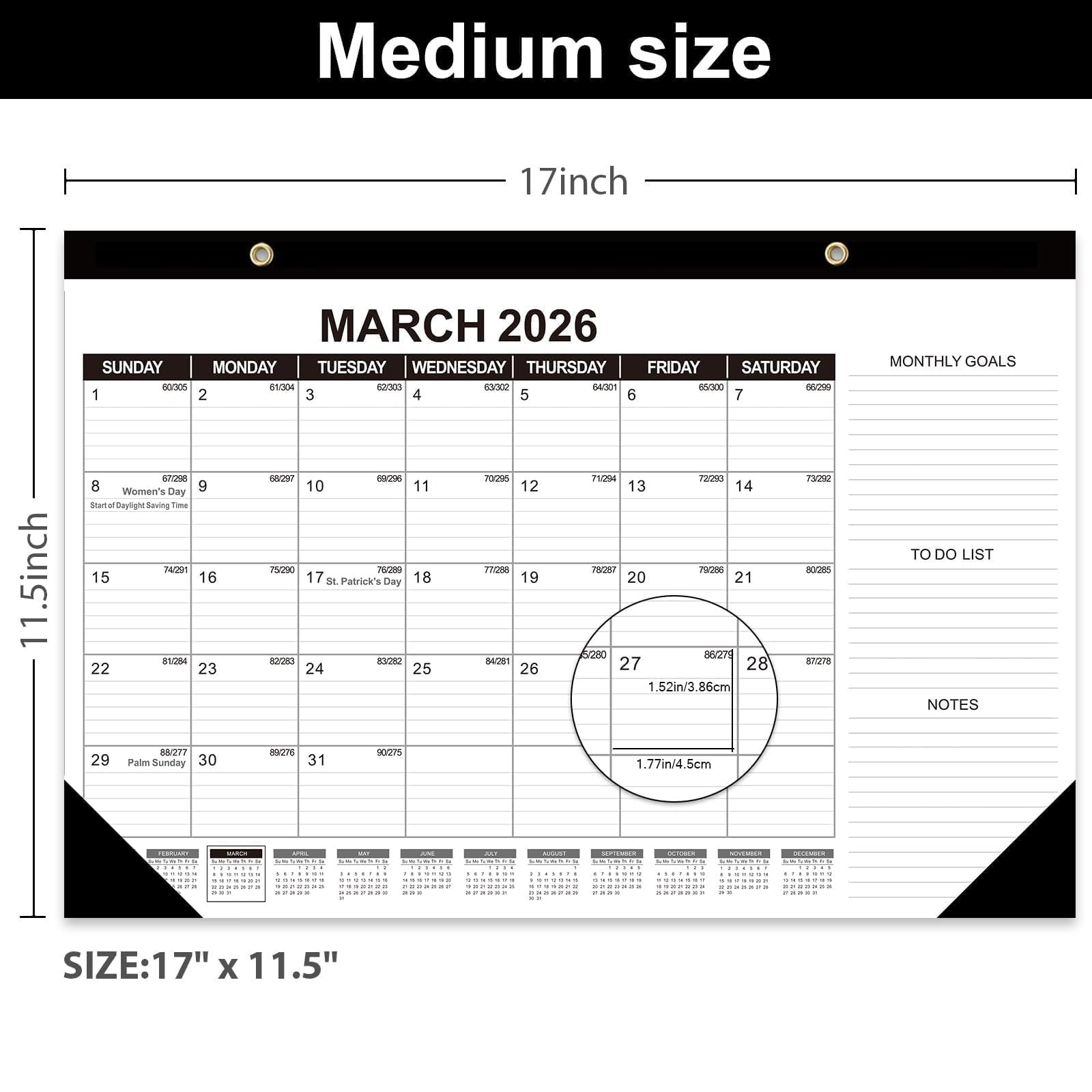 GuassLee Desk Calendar 2025, 2 Packs, 19 Months 17″ × 11.5″ 2 pack