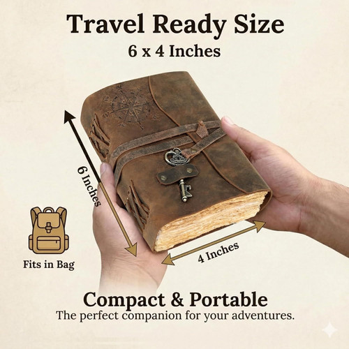 cuero Compass Vintage Leather Journal Antique 4 Inch X 6 Inch, Brown