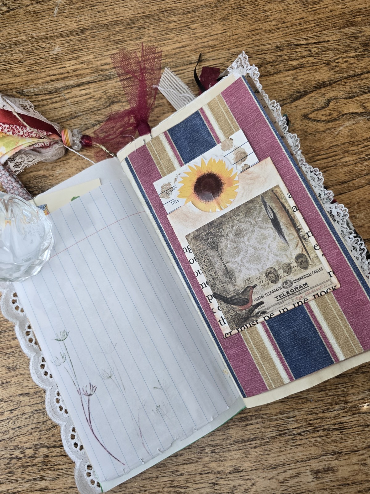 Hello fall handmade junk journal, Mixed Paper Art Journal, Premade Scrapbook